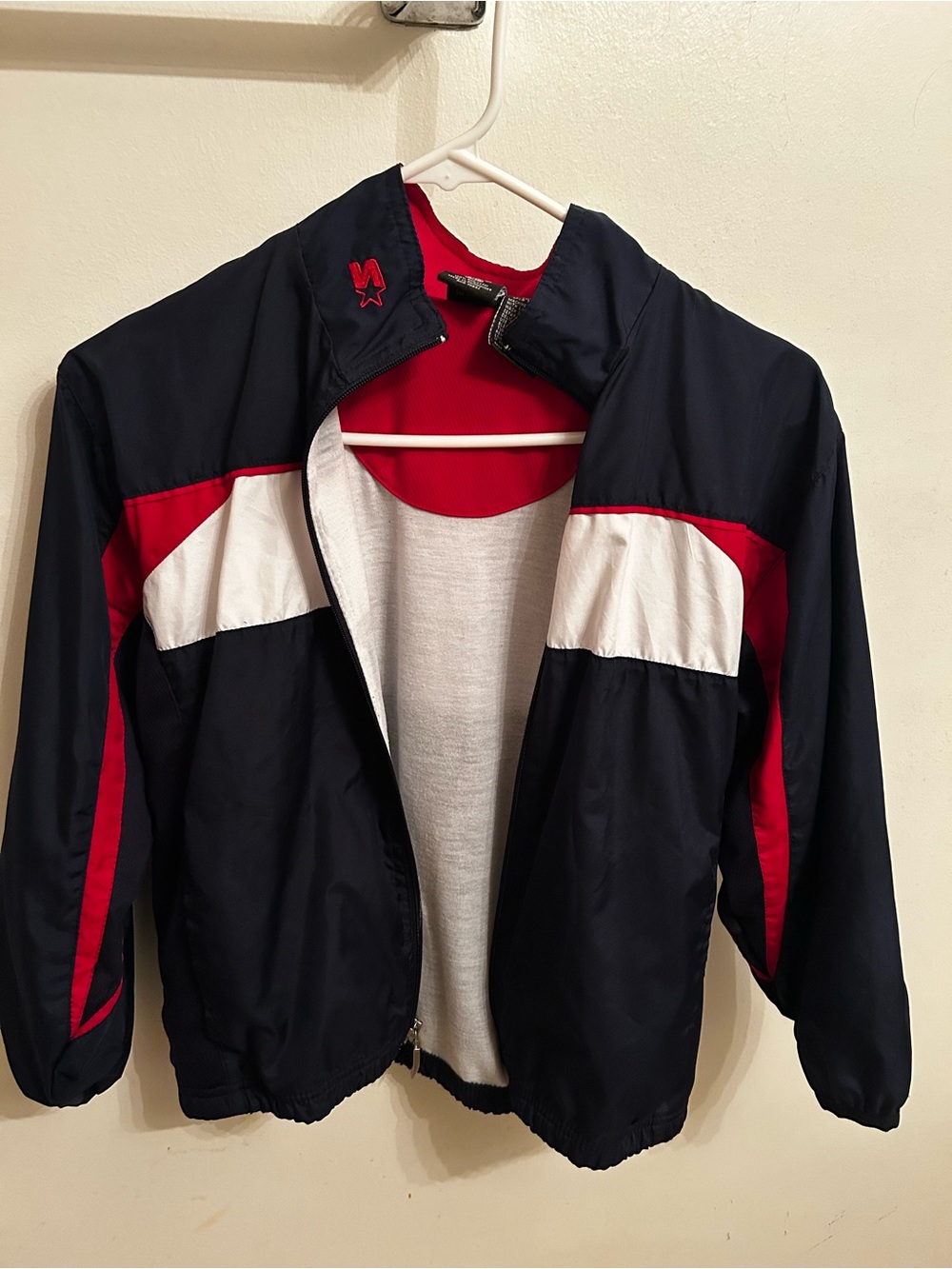 Vintage STARTER BOYS Navy, Red & White Boys Colorblock Windbreaker Jacket